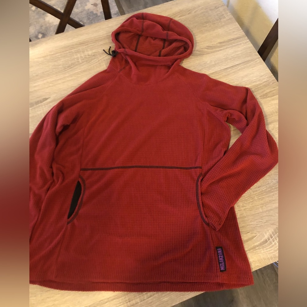 Melanzana micro grid fleece hoodie red (brick) L